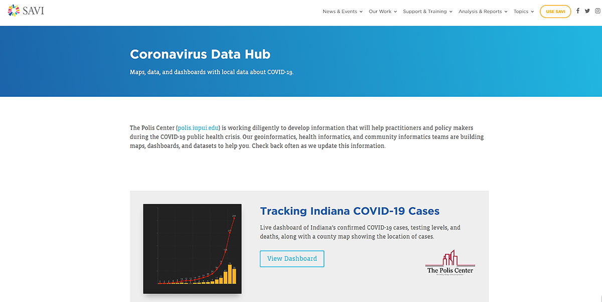 Savi Indiana Coronavirus Data Hub The Polis Center